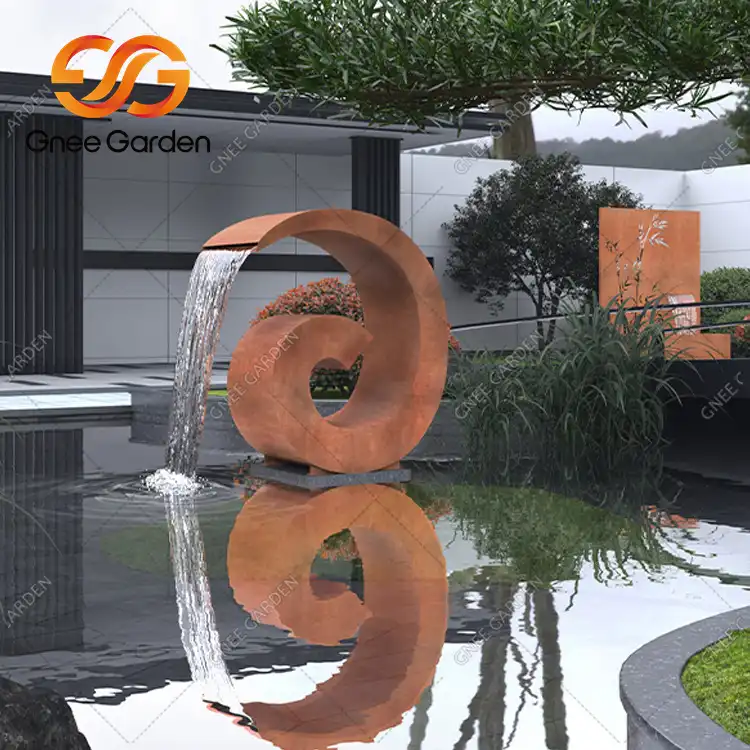 Cталь Corten GN-WF-066 Наружный водопадный фонтан для сада image