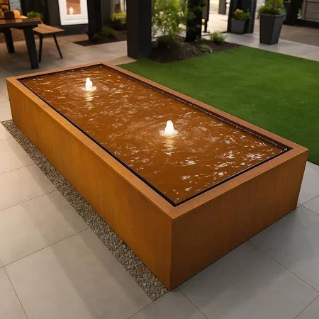 Прямоугольный водный стол из стали Кортен image 4
