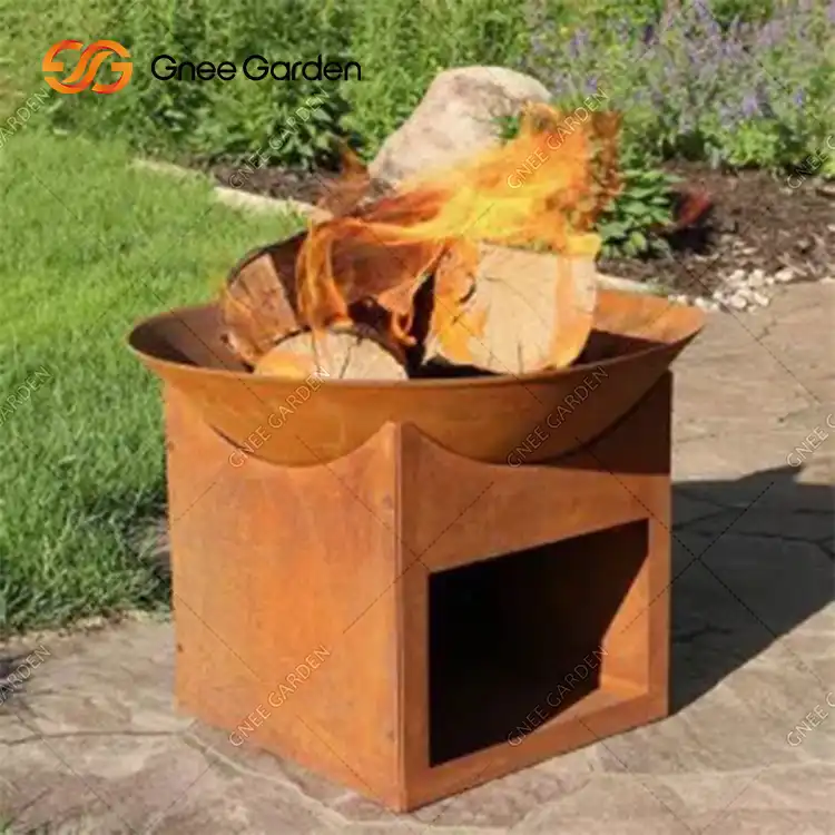 Очаг из ржавеющей стали Corten для сада, патио и кемпинга на открытом воздухе image