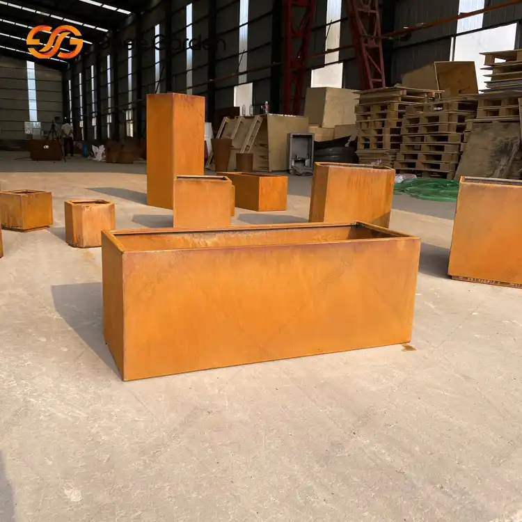 GN-PR-1001 Прямоугольные садовые кашпо из кортеновской стали image