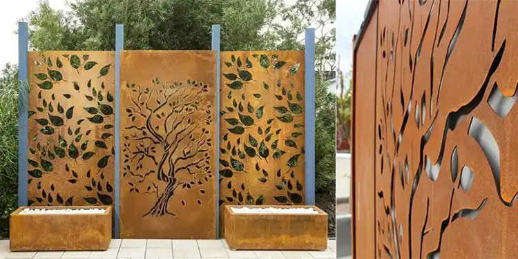 Экраны для уединения с опорами, декоративные металлические панели