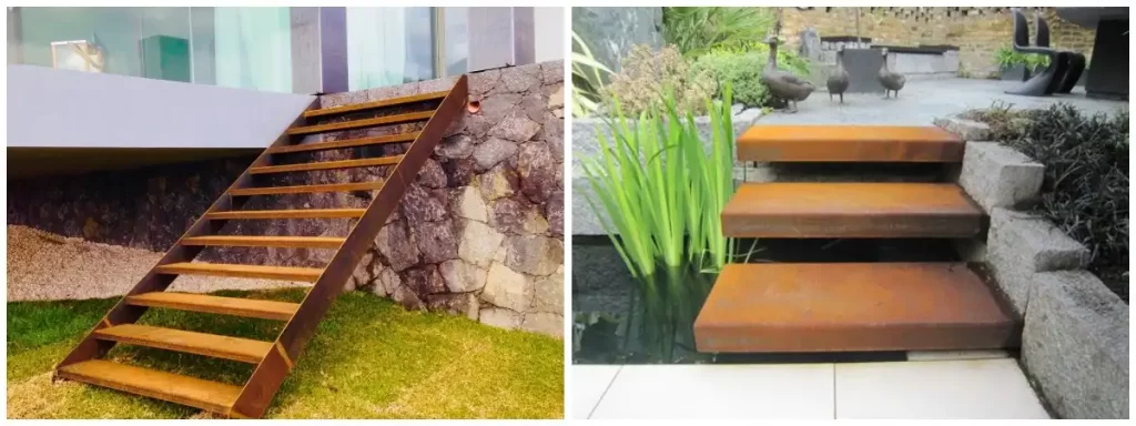 Садовые лестницы из кортеновской стали